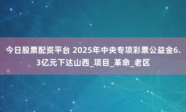 今日股票配资平台 2025年中央专项彩票公益金6.3亿元下达山西_项目_革命_老区